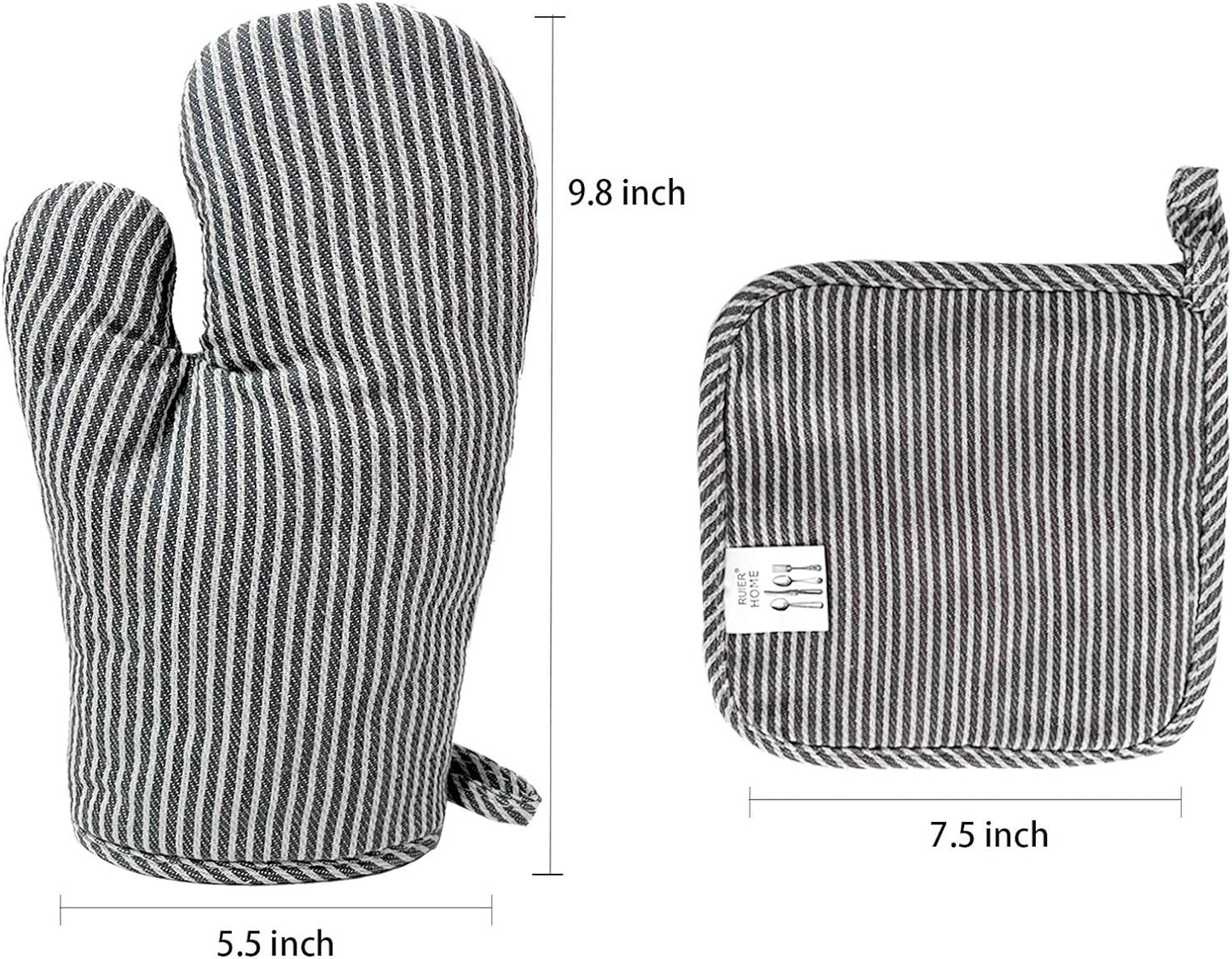 4Pcs Oven Mitts and Pot Holders, Heat Resistant Oven Mitts Set with Pothholder,Heat Resistant Microwave Gloves Safe for Baking,Cooking, BBQ