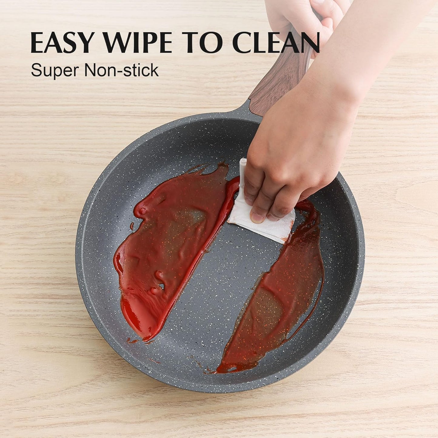 SENSARTE Nonstick Cookware Set 13-Piece, Non Stick Pots and Pans Set with Swiss Granite Coating, Healthy Kitchen Cooking Set, Stay-Cool Handles, PFOA Free