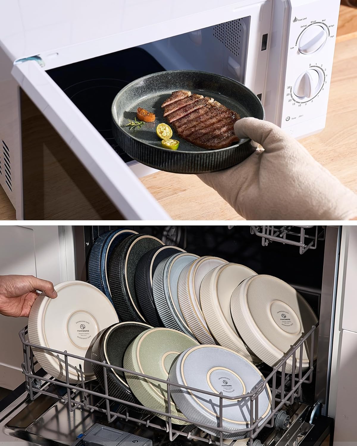 famiware Star 7.5" Pasta Bowls Set, Salad Bowl Set of 6, Double Reactive Glaze, Stackable, Perfect for Your Friend for Housewarming, Thanksgiving, Christmas, Deep Forest