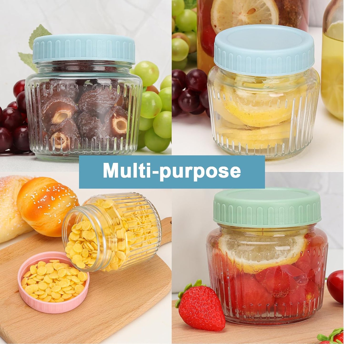 Cehomi 8 oz Mason Jars 6 Pack, 240 ml Glass Canning Jars with Regular Mouth Lids, Small Glass Storage Containers for Jelly, Jam, Honey, Pickles, Spice, Overnight Oats