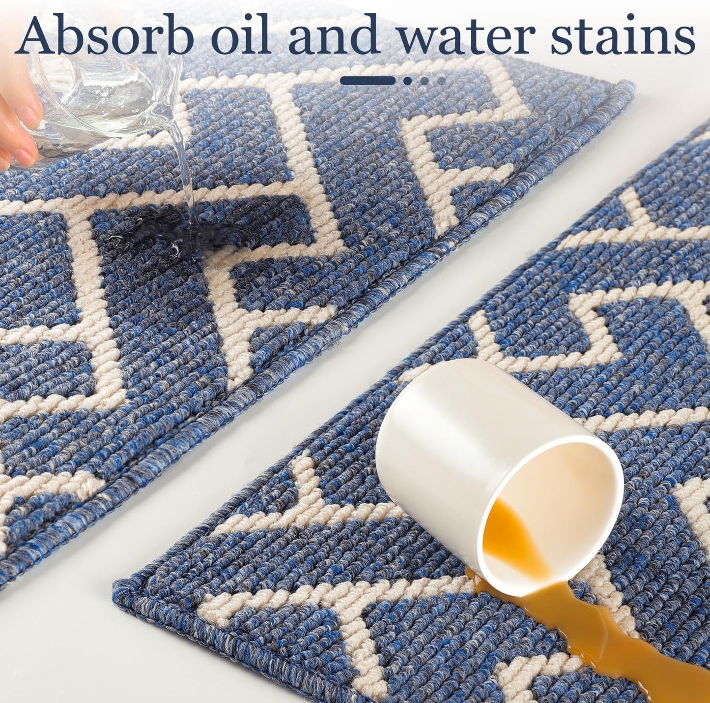 hicorfe Kitchen Rugs and Mats,Kitchen Mats for Floor,20"x31.5" Non Slip Runner Rug,Absorbent Resist Dirt Comfort Standing Mat Machine Washable for Entryway,Hallway,Front of Sink(Navy Blue)