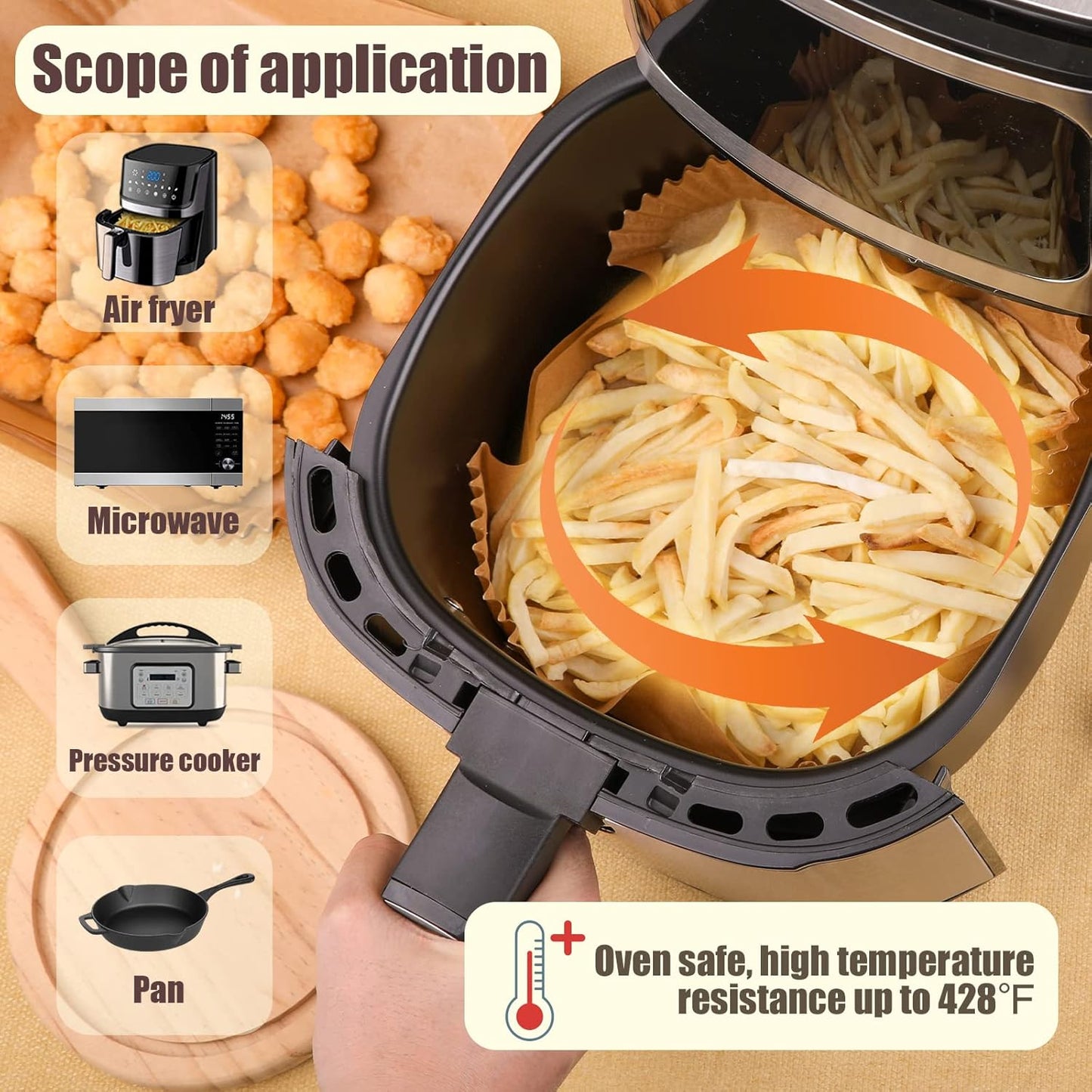 Disposable Paper Liner Square 250 Pcs for 2 to 5 Qt Air Fryer Baskets, Non-stick Oil-proof Parchment Liner Cooking Paper