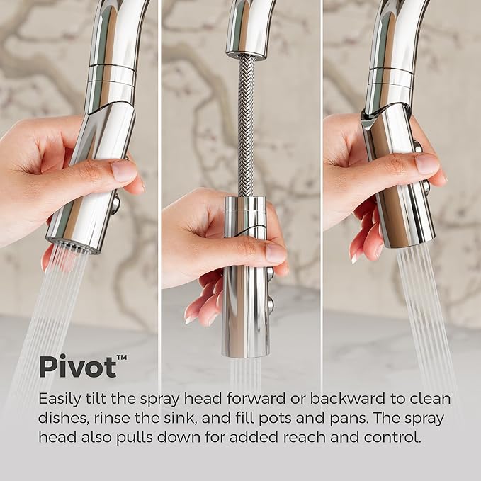 Pfister Exemplar Kitchen Faucet with Pull Down Sprayer, Single Handle, High Arc, NSF Certified, Polished Chrome Finish, F5297EPC