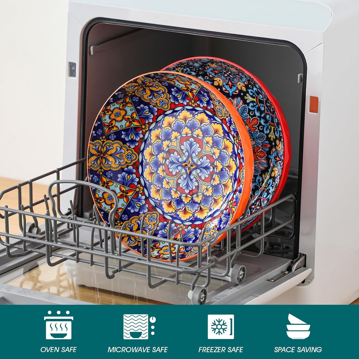 vancasso Large Serving Bowls, 78 Oz Extra Large Salad Bowls Set of 2, Bohemian Decorative Bowls for Salad, Fruit, Pasta and Dinner, Serving Dishes Set for Party, Dishwasher & Microwave Safe－Red