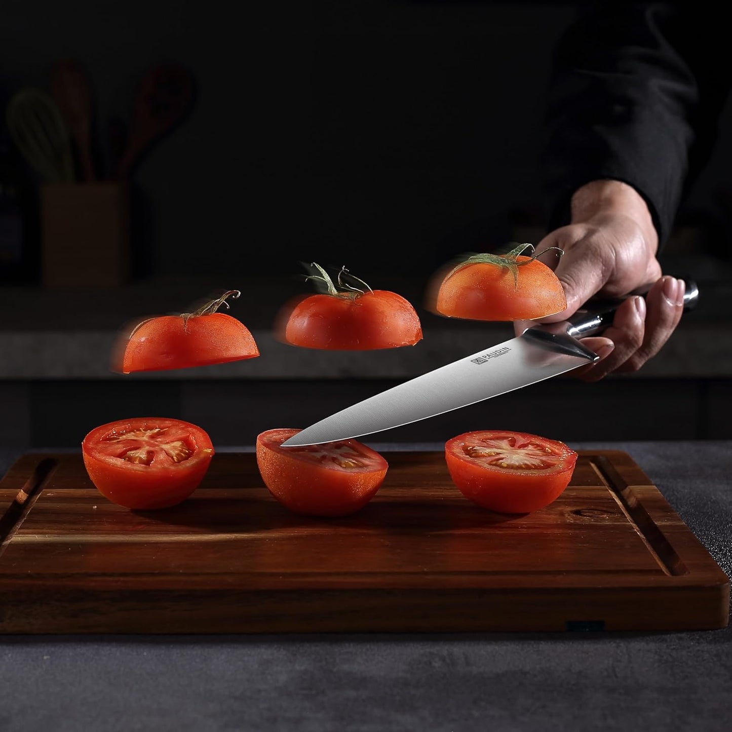 PAUDIN 8-Inch Chef's Knife – Ultra-Sharp High Carbon Stainless Steel Blade, Ergonomic Handle, Professional Quality Kitchen Knife in Gift Box for Home & Restaurant Use