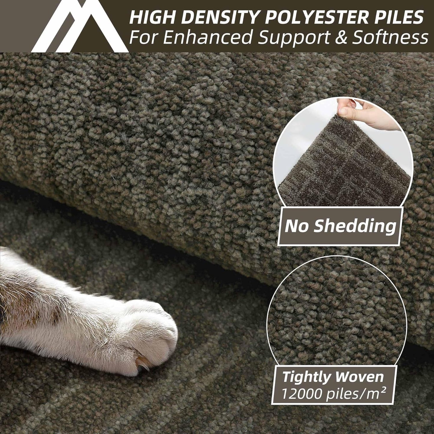 COSY HOMEER Kitchen Rugs 20"x32"+20"x48" Absorbent Soft Kitchen Mats for Floor Non Slip Kitchen Runner Rug Polyester Washable Kitchen Floor Mats for Sink Mat,Hallway,Laundry,Brown