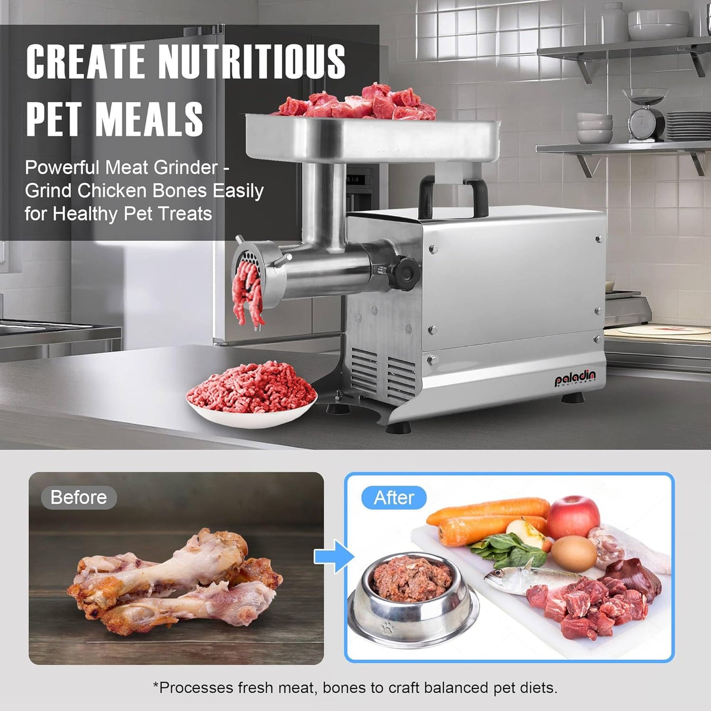 #22 Commercial Electric Meat Grinder Machine, 550lbs/h, 1HP Stainless Steel Meat Grinder Heavy Duty with Sausage Stuffer for deer processing, Pet Food, Heavy Use