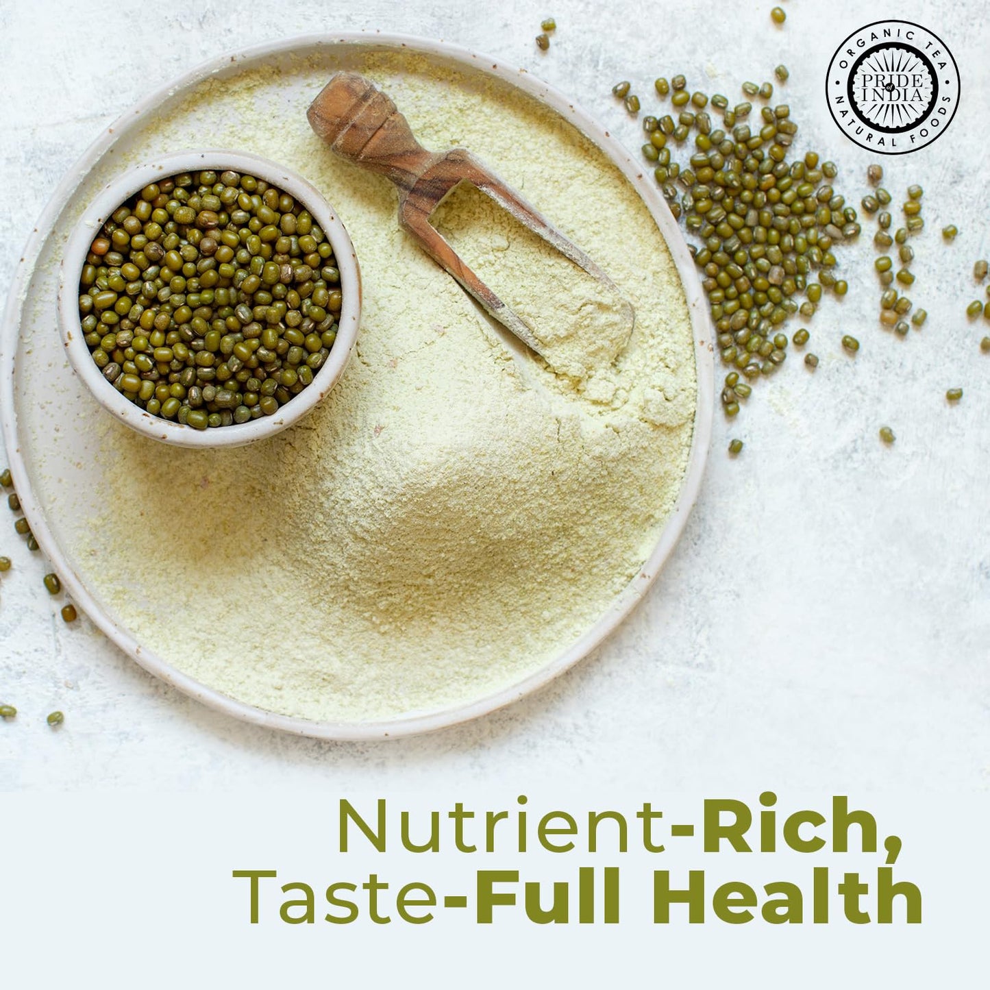 Pride of India- Mung Bean Flour 1 lbs (454 gm) Nutty Slightly Sweet Earthy Taste Freshly Milled in Small Batches | Used for Cooking Baking Binding Agent | Vegan, Gluten-Free