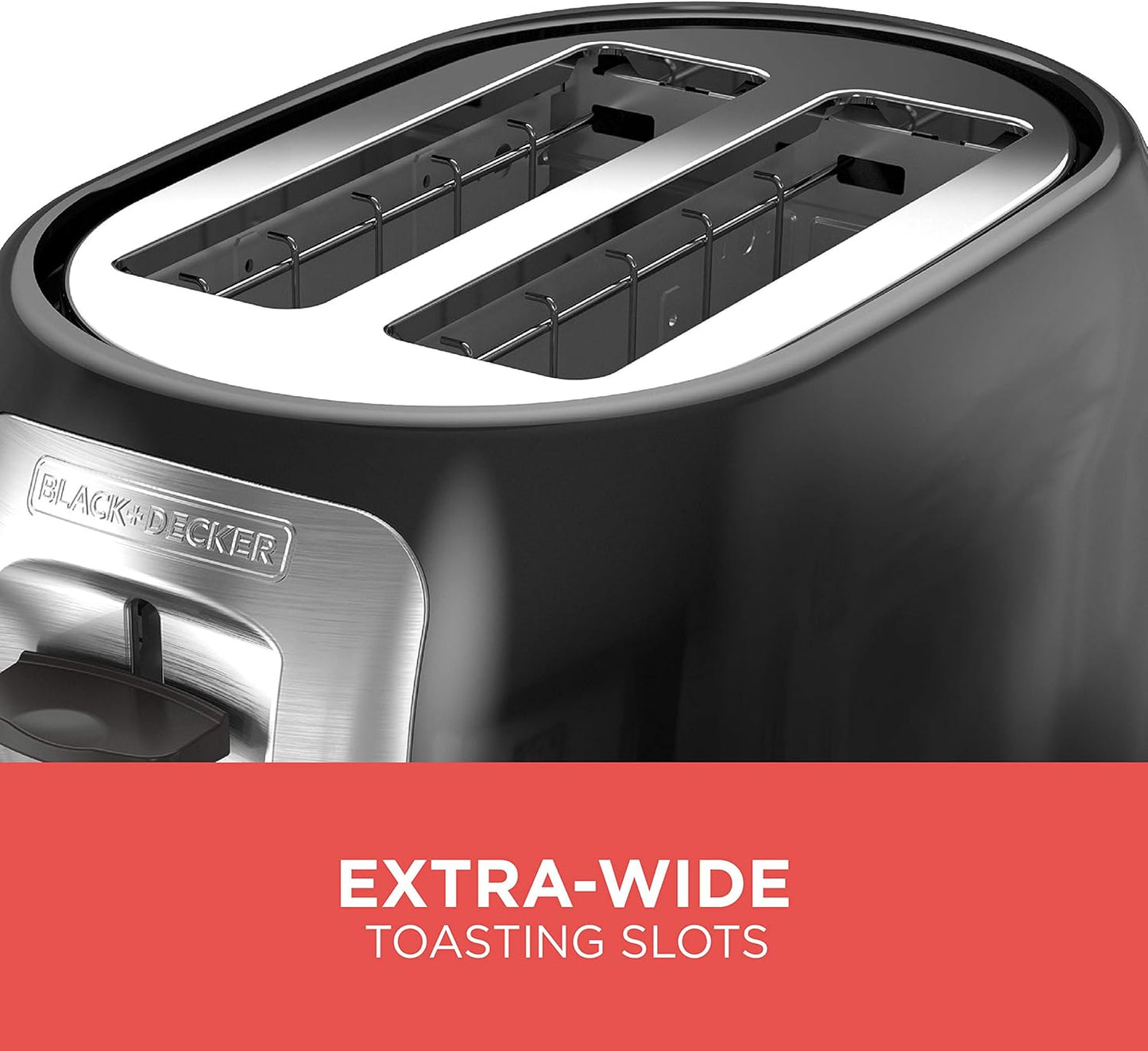 BLACK+DECKER 2-Slice Toaster, TR1278BD, Extra Wide Slots, 7 Shade Settings, 850 Watts, Frozen and Bagel Buttons