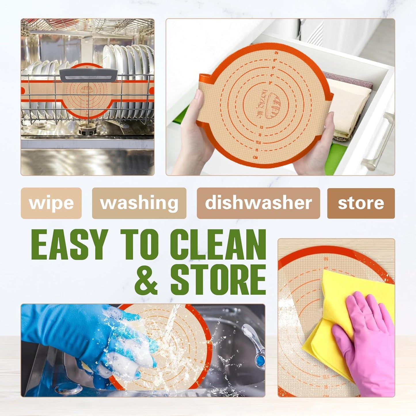 Silicone Bread Sling for Dutch Oven, 2 PCS Non-Stick & Reusable Bread Matt for Sourdough, Food Safe Silicone Slings for Bread Baking with Long Handles, Easy and Stable to Transfer Bread Mat-Orange