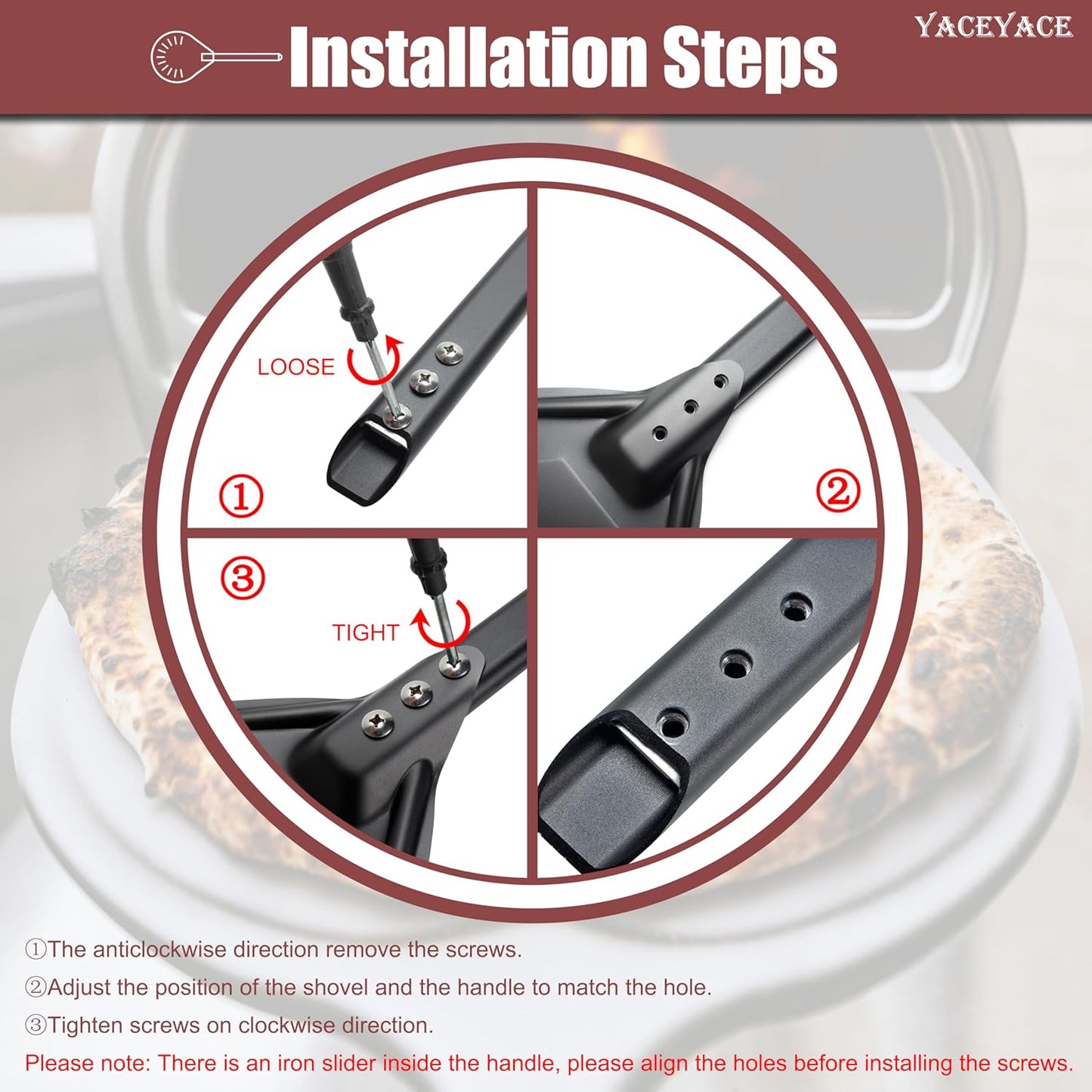 Pizza Turner, 8-inch Black Metal Pizza Turning Peel, Aluminum Turning Peel