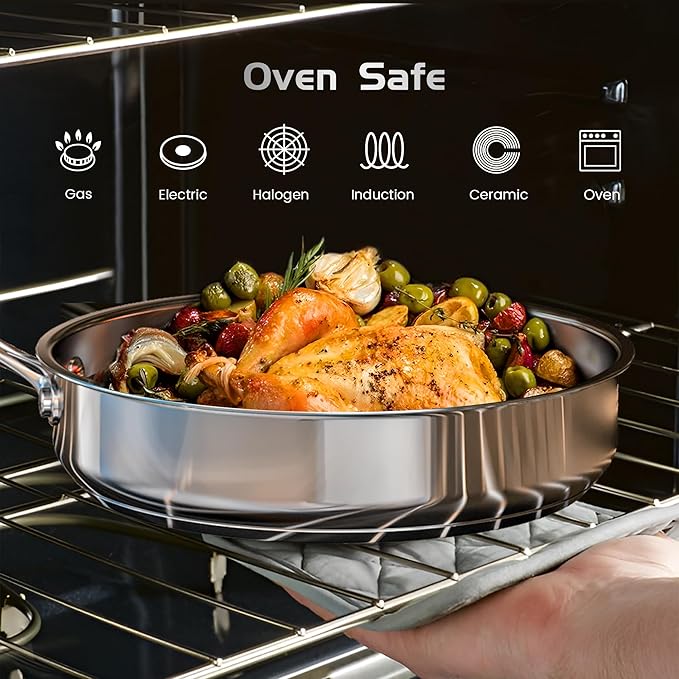 Pots and Pans Set Stainless Steel Kitchen Cookware Sets Classic Cooking Set, Induction Pots and Pans with Lids
