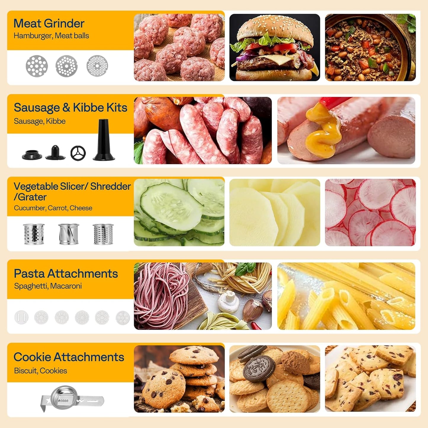 VIVOHOME 9 in 1 Multifunctional Stand Mixer with Fermentation, 6 Speed 7.5 Quart Kitchen Electric Food Mixer with Timer, Meat Grinder, Juice Blender, Vegetable Slicer, Pasta and Cookie Maker, Blue