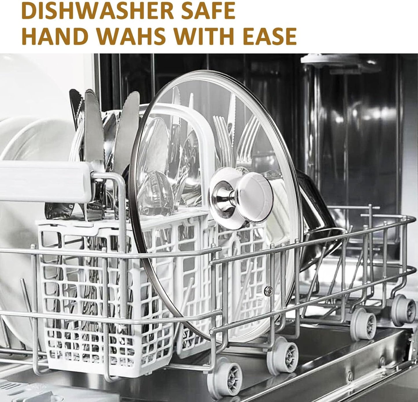 Glass Lid for 11 Inch Stainless Steel Cast Iron Skillets Frying Pans, 28cm Tempered Lids for Dutch Ovens, 11 In Pan Cover with Stainless Steel Rim for Stock Pots, Dishwasher Safe