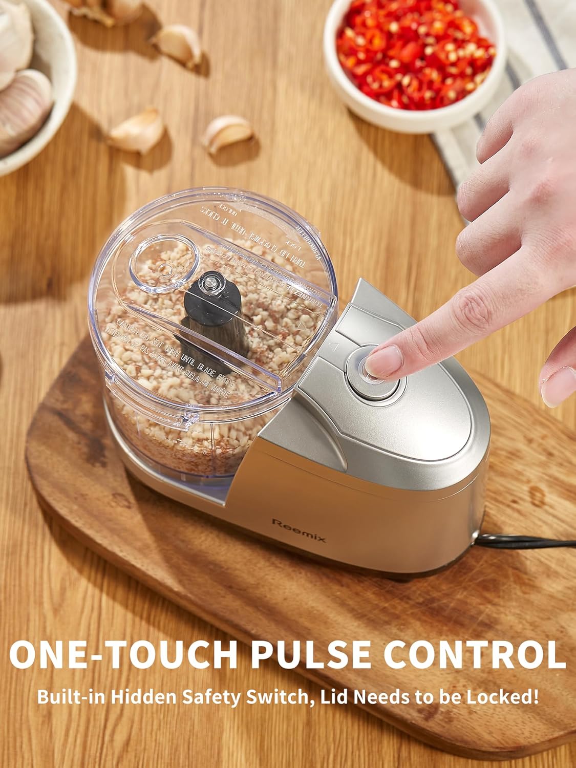 1.5-Cup One-Touch Electric Food Chopper, 100W Mini Food Processor Meat Grinder, Mix, Chop, Mince and Blend Vegetables, Fruits, Nuts, Meats, Stainless Steel Blade (Silver)