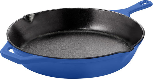 Utopia Kitchen Pre Seasoned Chefs Pan Cast Iron Skillet Frying Safe Grill Cookware for indoor & Outdoor Use (Blue, 10.25 Inch (Pack of 1))