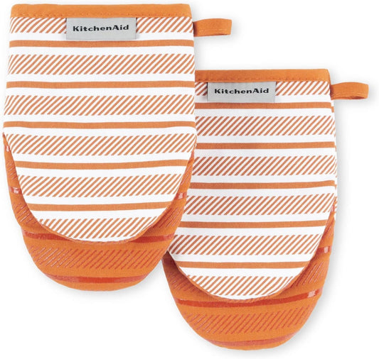 KitchenAid Albany Mini Oven Mitt 2-Pack Set, Honey, 5.5"x8"