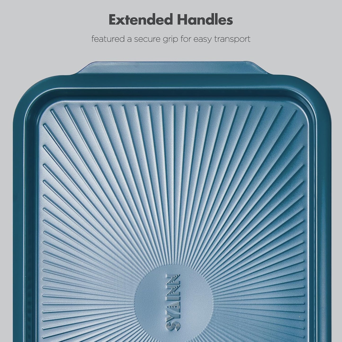 SYAINN Non-stick Ceramic Baking Sheet Set, 3 Pieces- Aluminum Steel Cookie Sheets for Baking-Includes Half/Quarter/Jelly Roll Pans-Warp Resistant, Toxic, PTFE & PFOA Free-Blue