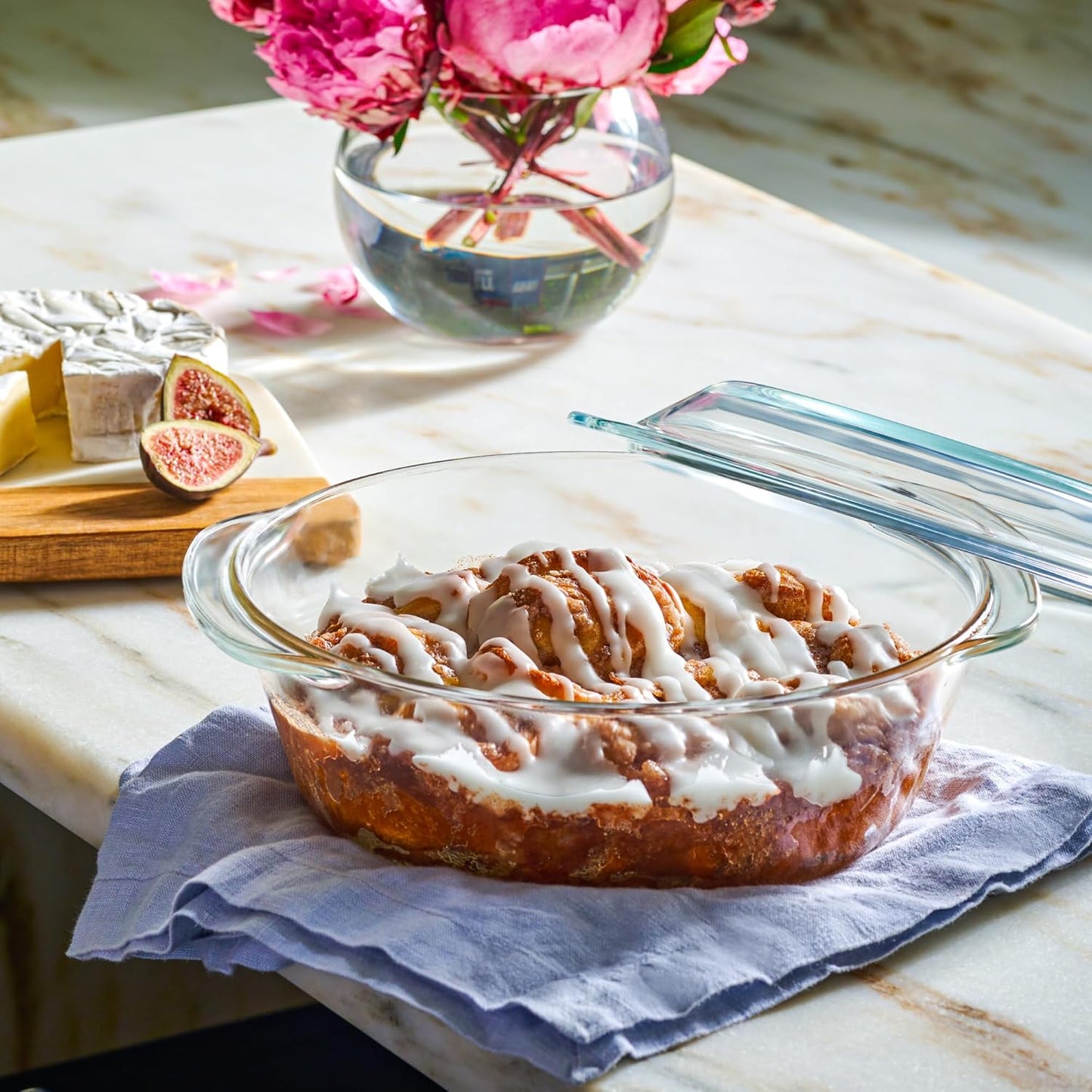 6-Piece Glass Tureen Dishes for Oven - Durable Borosilicate Glass Bakeware Set with Lids, Microwave Safe, Versatile Round Covered Baking Dishes. Clear Lead-Free Casserole Cookware.