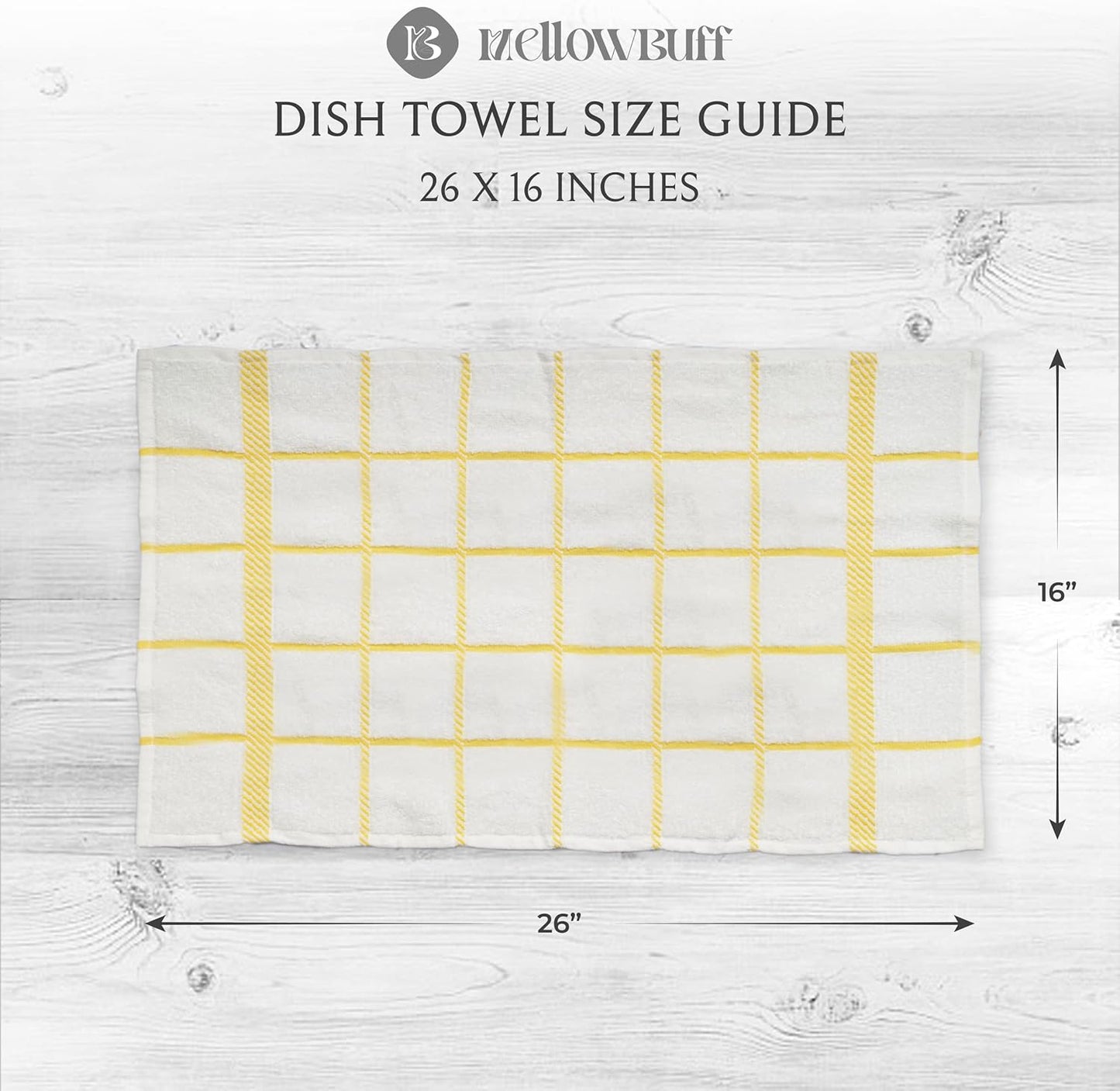 100% Cotton Terry Dish Towels, 4 Pack Checks, 16 x26 Inches, Super Soft and Absorbent Kitchen Towels, Perfect for Kitchen Cleaning and Dish Washing | Assorted