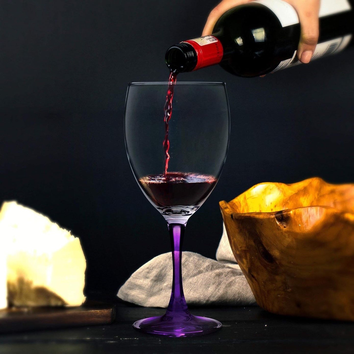 DISCOUNT PROMOS Nuance Wine Glasses by ARC 10.5 oz. Set of 10, Bulk Pack - Restaurant Glassware, Perfect for Red Wine, White Wine, Cocktails - Purple