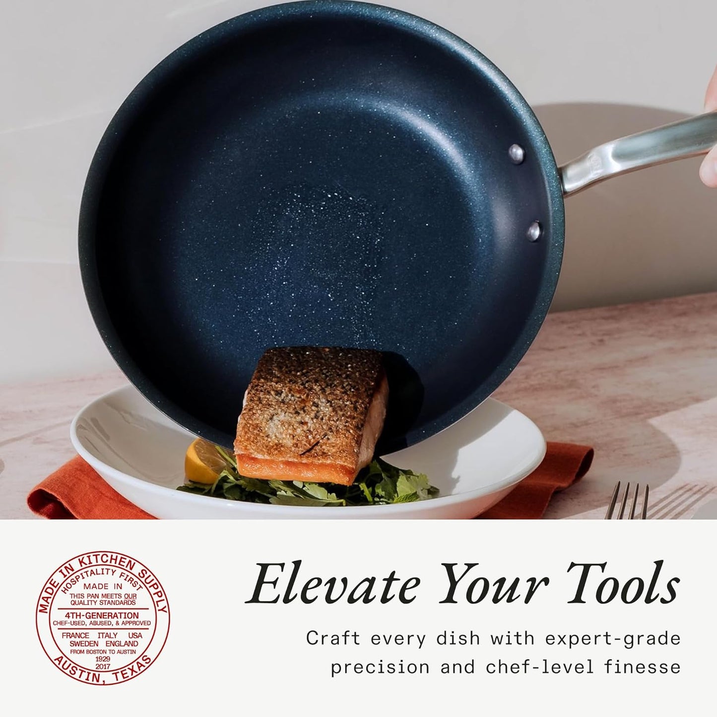 Made In Cookware - ProCoat 10" Non Stick Frying Pan (Harbour Blue) - 5 Ply Stainless Clad Nonstick - Professional Cookware - Induction Compatible