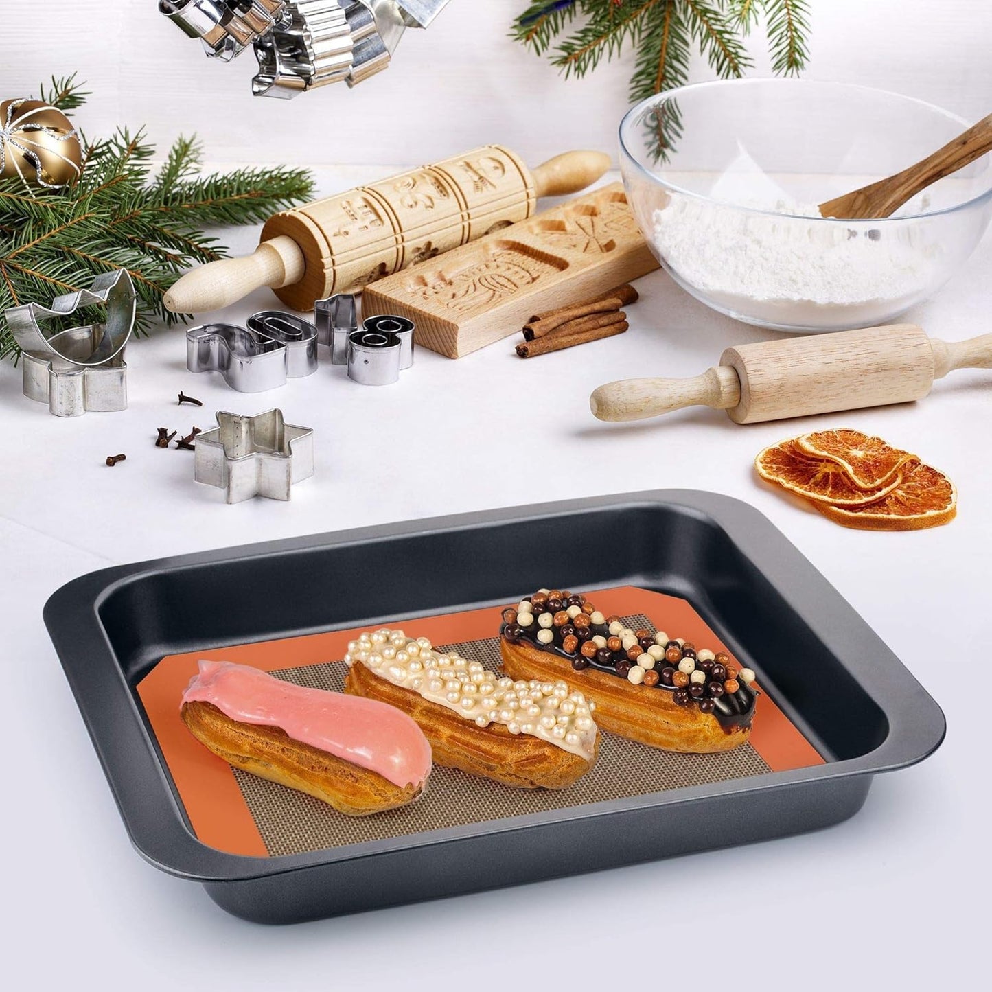 Silicone Baking Mat - Best German Silicone - Non Slip Silicone Baking Sheet, Non Stick Reusable Silicone Mats for Baking, Oven Liner, Counter Mat - 2 Quarter Sheets Baking Mat