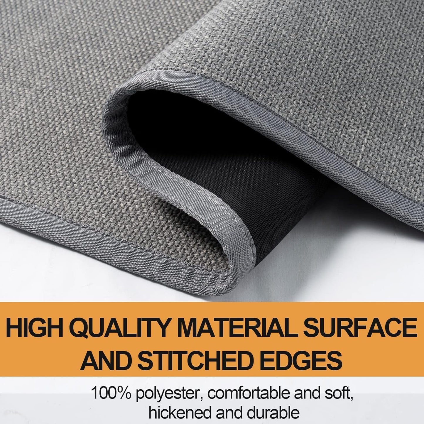 Kitchen Mat, Rubber Backing Cushioned Non Slip Kitchen Rugs for Floor, Absorbent Runner Comfort Standing Mat Rug Washable for Kitchen, Office, Home, 35.4"x71" (Grey)