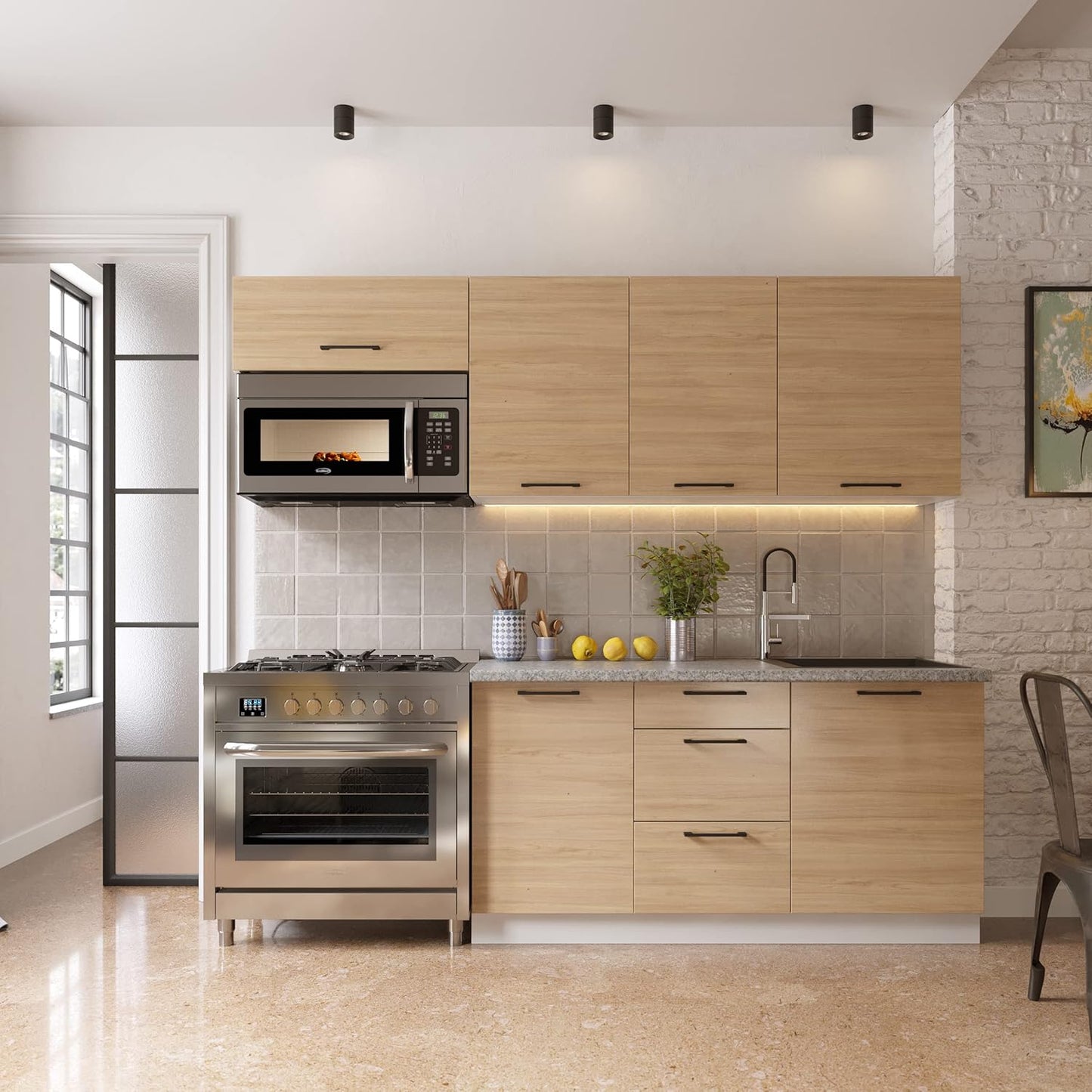 KoolMore KM-MOT-1SS Range Microwave Oven Lamp and 300CFM Recirculation Vent Hood, Auto Cook Menus, Reheat Function, 10 Power Levels, Timer, and Weight Defrost, 30 in/1.6 Cu. Ft, Silver