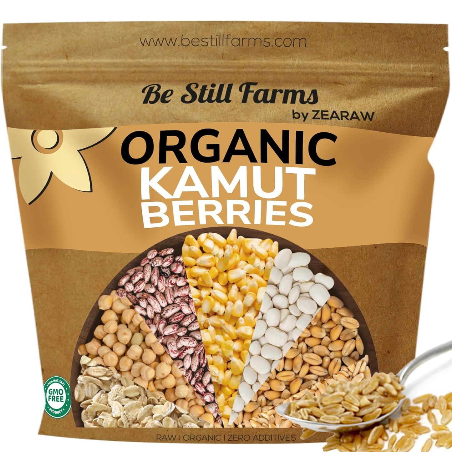 Be Still Farms Organic Kamut Wheat Berries Khorasan (4.8lb) - Ancient Whole Grain Bulk - Ideal for Flour, Pasta, Salads, Soups - High in Fiber & Protein | USA Grown | USDA Certified | Vegan | Non-GMO