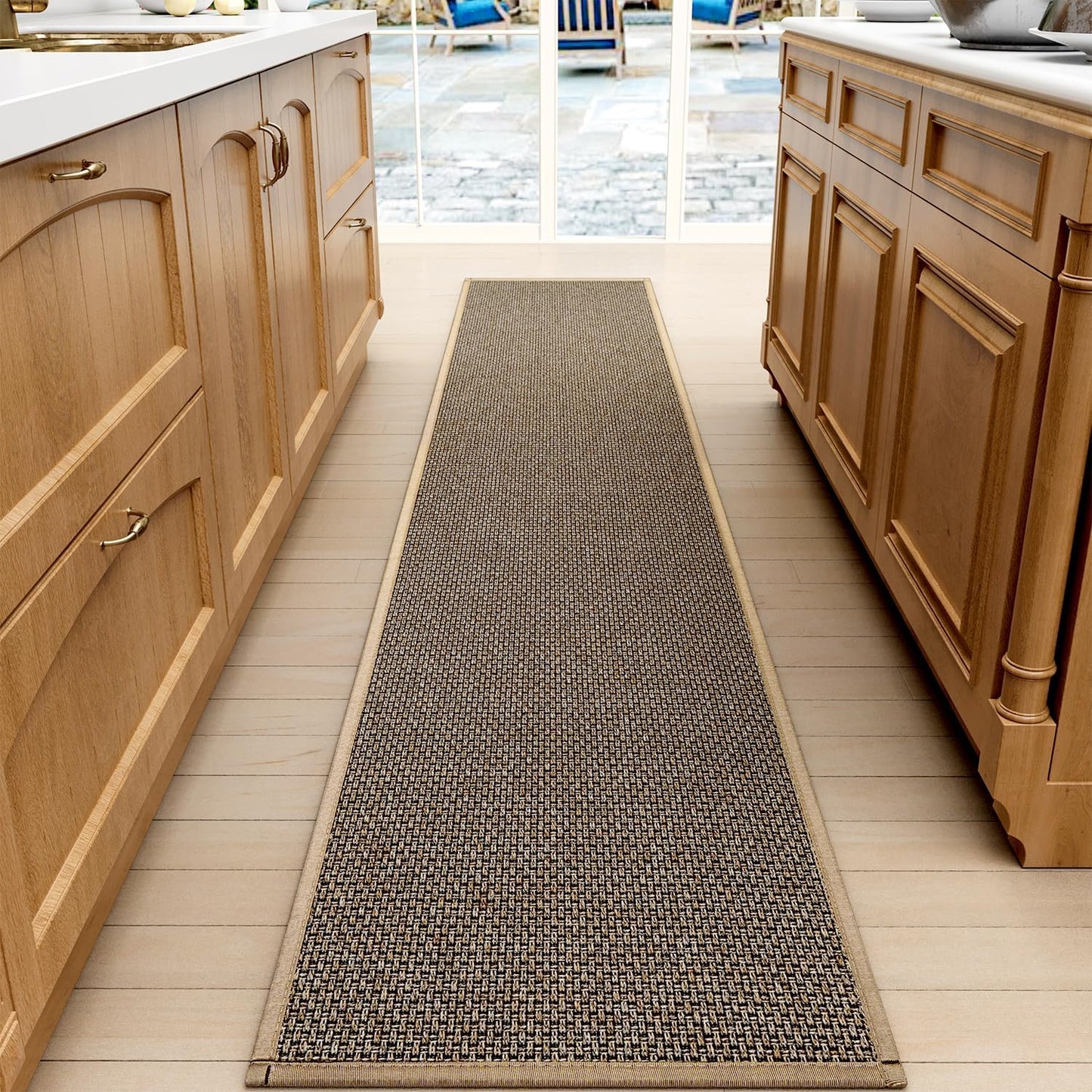 Kitchen Mat 1 PCS, Cushioned Non Slip Rugs for Kitchen Floor, Absorbent Runner Comfort Standing Mats Washable for Kitchen, Office, Home (Brown, 17.3"x79")