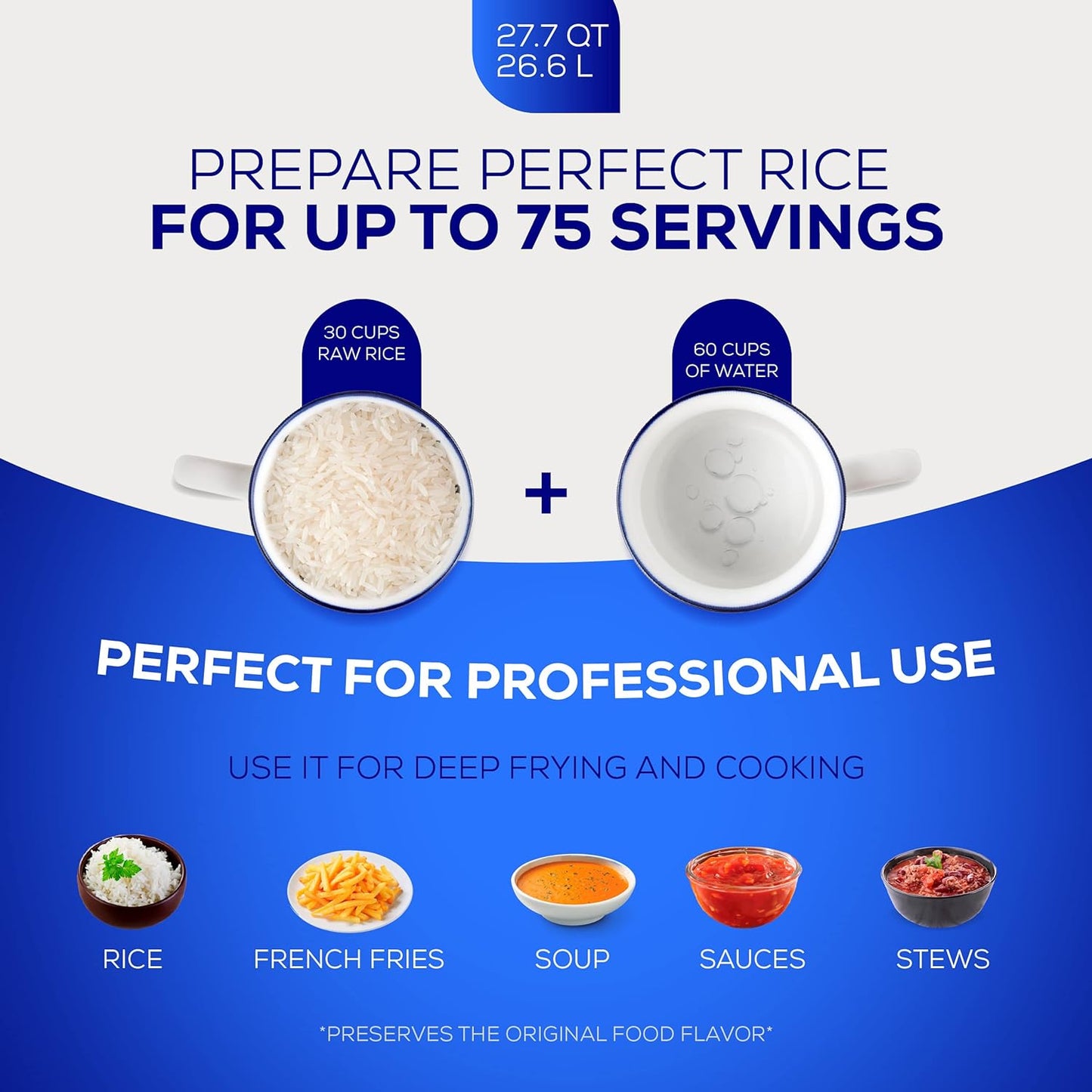 Universal (Professional Extra Large) Caldero 75 Cups - 27.7 QT / 26.6 L, Stainless Aluminum Pot, Even Heat Distribution and Fast Cooking Dutch Oven Pot with Ergonomic Handles, Ideal for Rice, and More