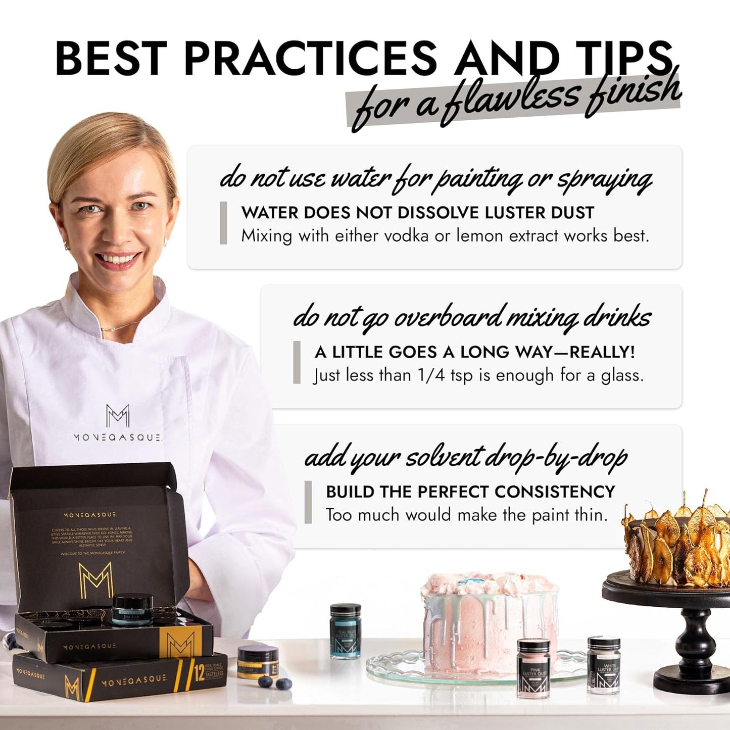 MONÉGASQUE Silver Edible Glitter for Drinks 7g – Edible Glitter for Cakes & Cocktails – Luster Dust for Drinks, Cocktail, & Cakes – Silver Cake Decorations Spray Sprinkles & Halloween Drink Shimmer