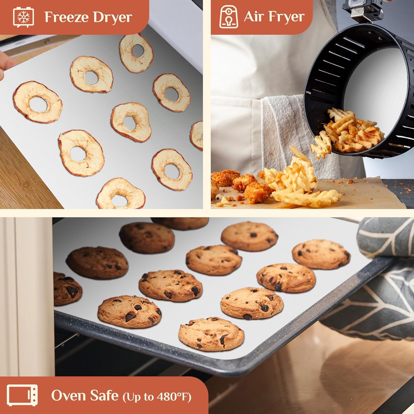 Silicone Baking Mat, 12 IN x 10 FT Free Cutting Baking Sheet,Non-Stick Reusable Dough & Pastry Mat,Non-Slip Silicone Mat Roll for Air Fryer Liner,Freeze Dryer,Oven Baking Pan,Kitchen Counter