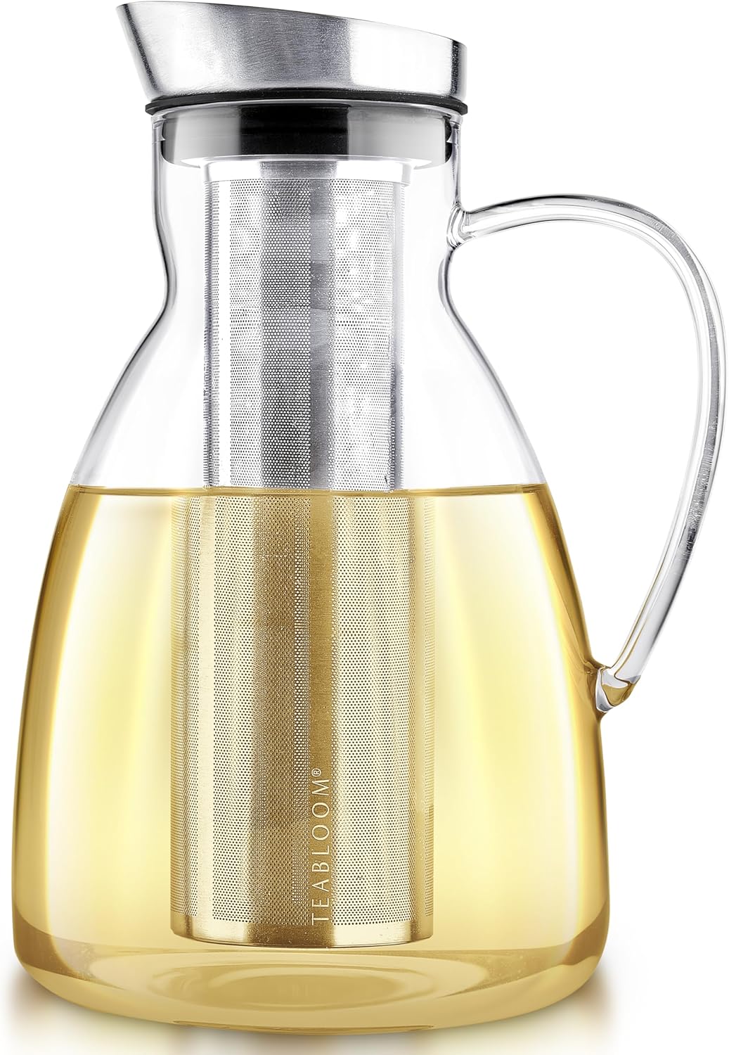 Teabloom Extra-Large Multi-Brew Borosilicate Glass Teapot + Kettle + Pitcher (85 OZ / 2.5 L / 10 CUPS) – Brew and Serve Hot Tea, Iced Tea, Cold Brew Tea and Fruit Infused Water – Solstice Tea Maker