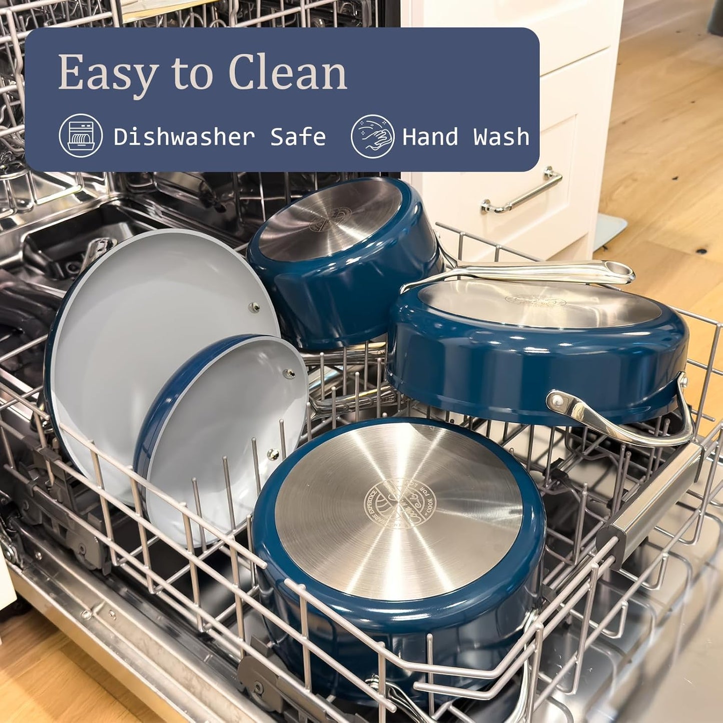 Nonstick Ceramic Sauté Pan with Lid (4.5 qt, 11"), Deep Frying Pan for All Cooktops - Non Toxic, PTFE/PFAS Free, Dishwasher & Oven Safe up to 500°F - with Stay Cool Handle - Caribbean Blue