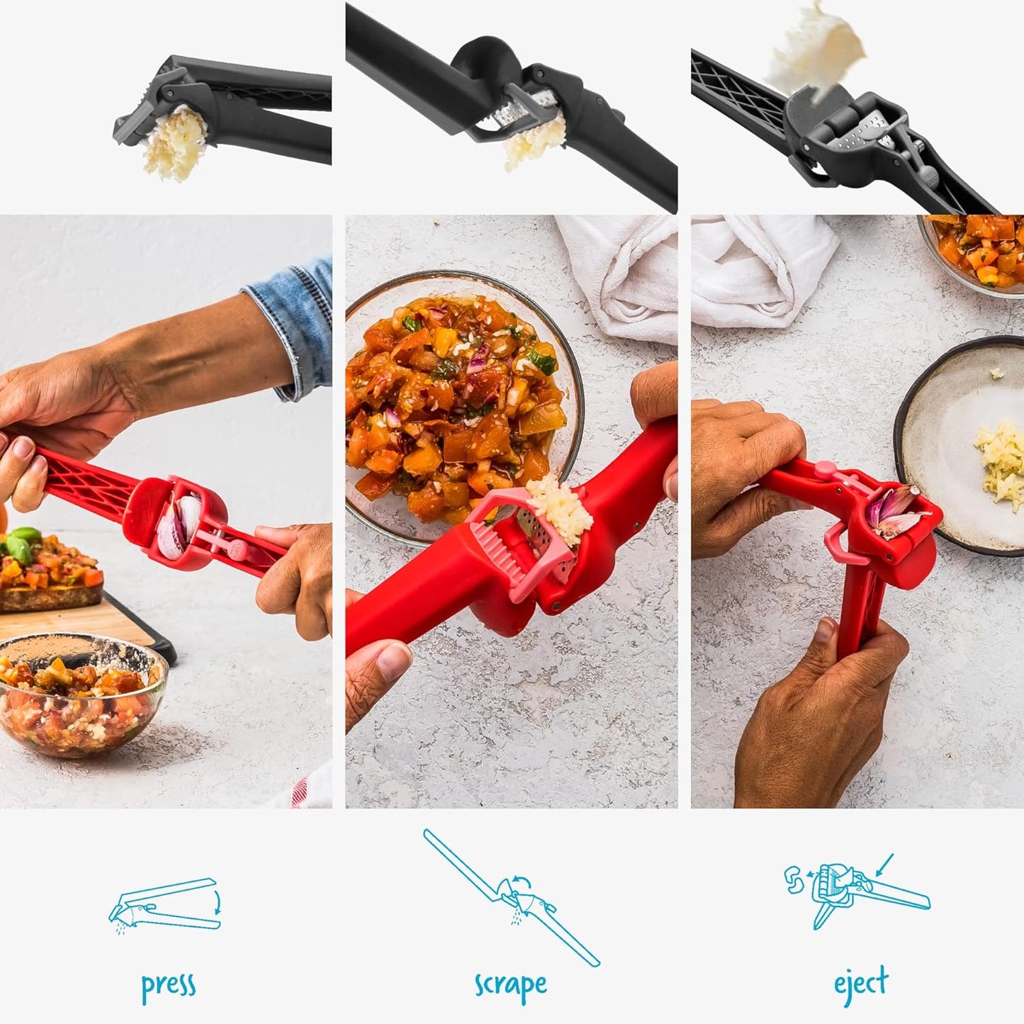 Dreamfarm Garject Lite 2-In-1 Garlic Peeler, Garlic Press & Mincer with Garlic Peel Ejector, Nylon - Black