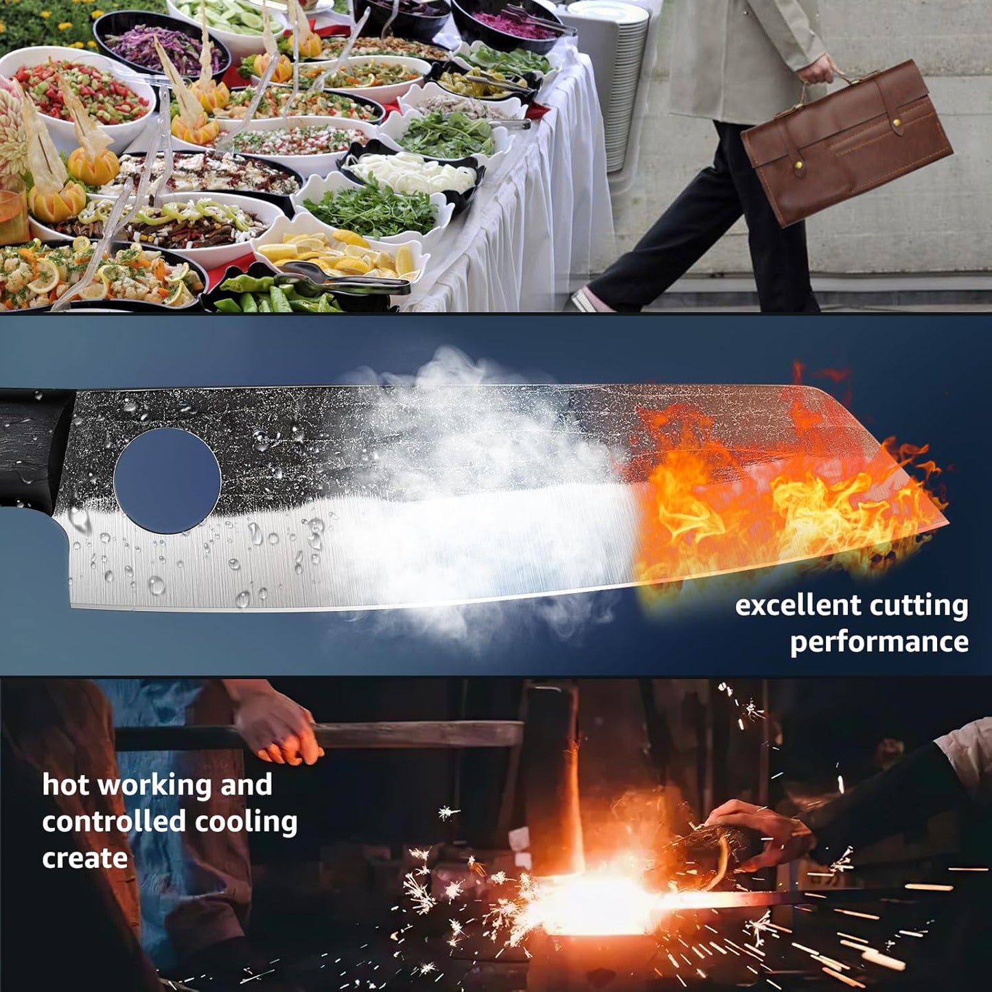 TIVOLI Butcher Knife Set for Meat Cutting, 13Pcs Upgraded High Carbon Steel Hand Forged Kitchen Knife Set with Roll Bag, Viking Chef Knife Set for Kitchen Outdoor BBQ