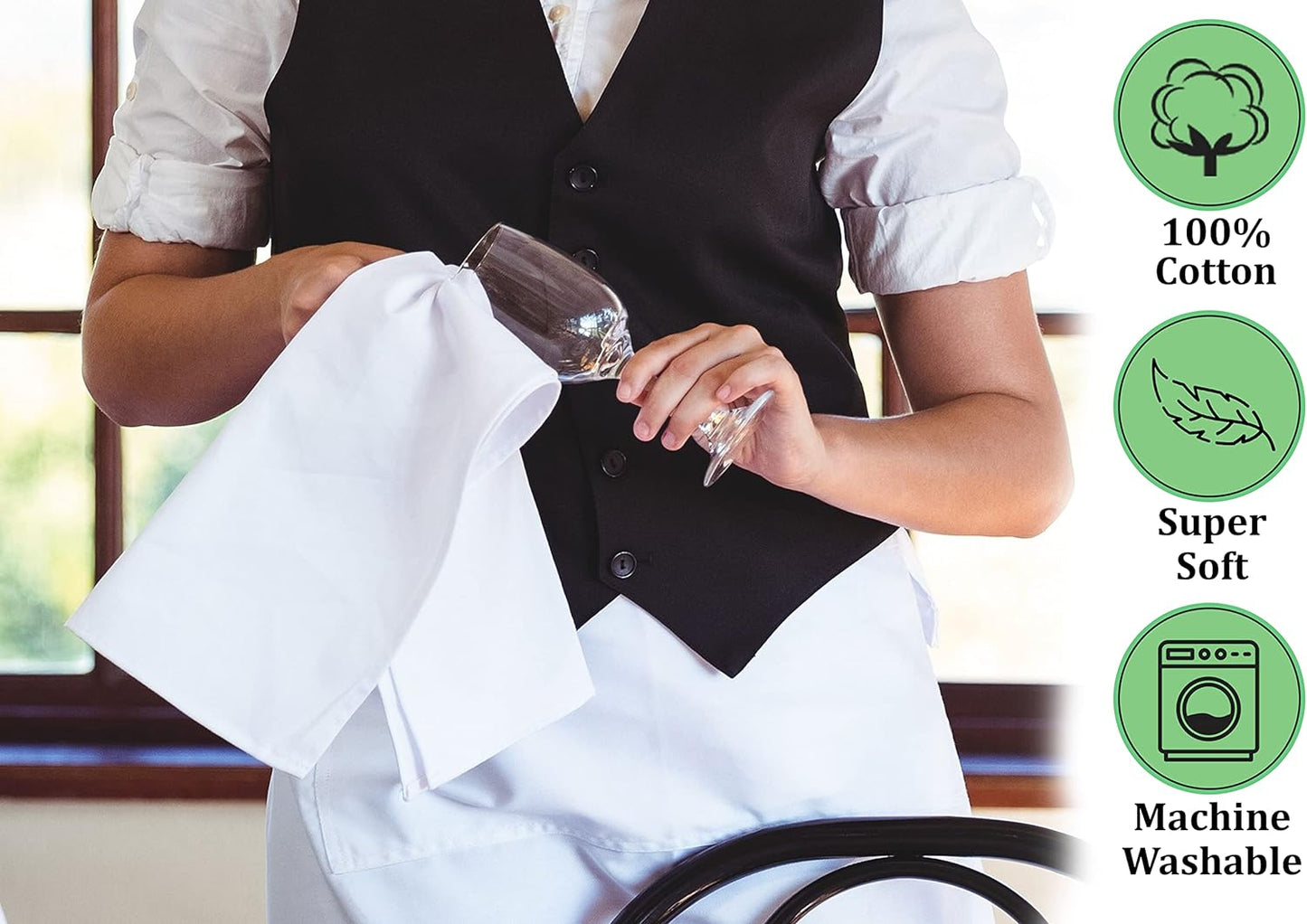 RUVANTI Flour Sack Towels 6 Pack 28x28 Inch, 100% Cotton Tea Towel, Reusable, Machine Washable, Absorbent BarTowels - Dish Cloth Perfect for Drying Dishes & Cleaning - White