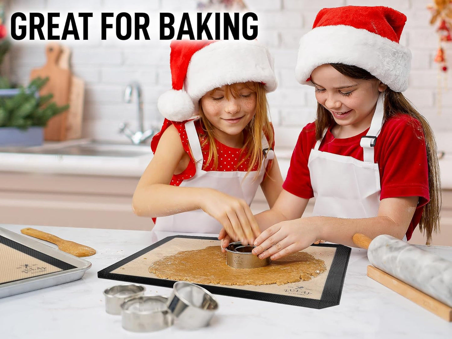 Zulay Kitchen 2-Pack Silicone Baking Mat - 16.5"x11.6" Reusable Nonstick Baking Sheet - Black