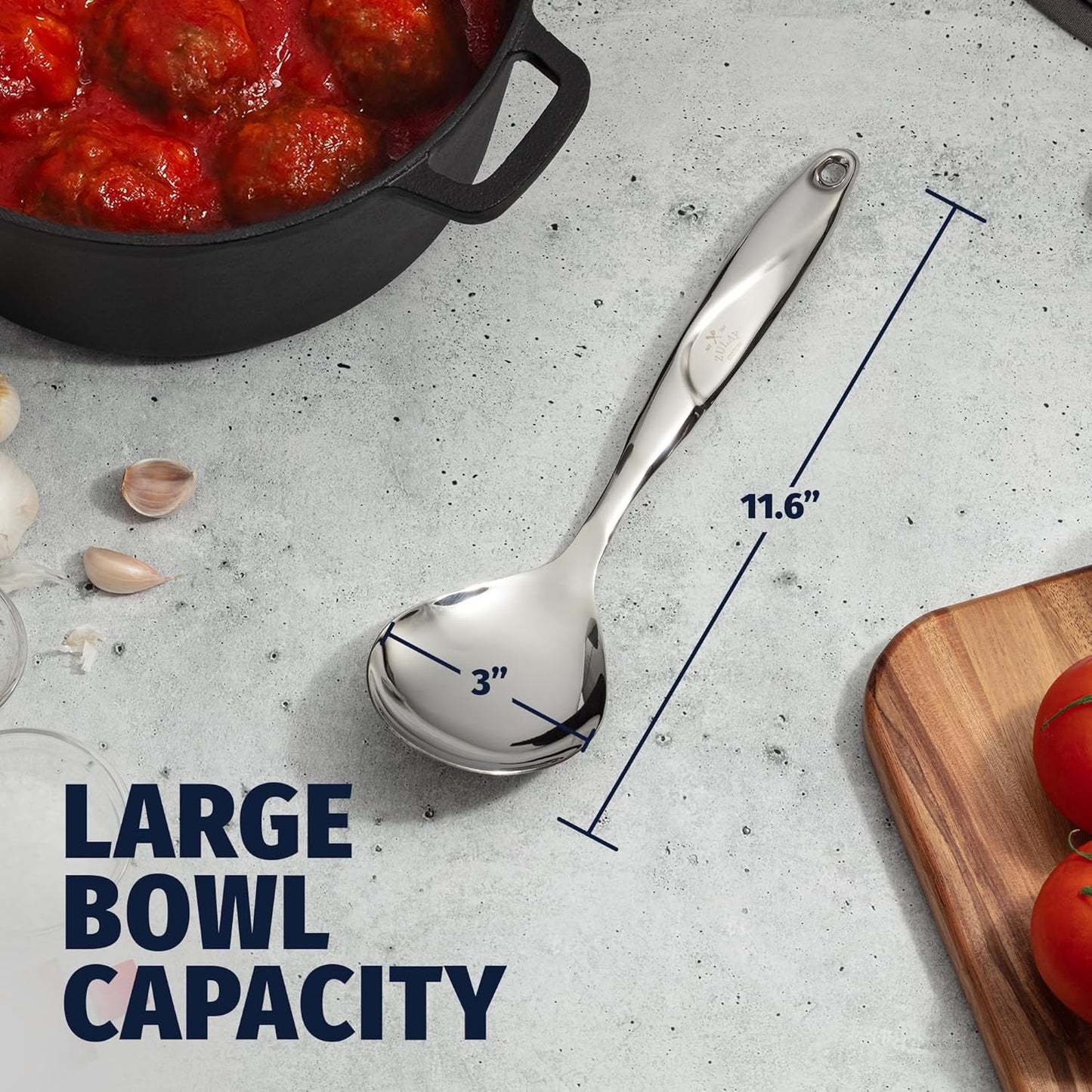 Zulay Kitchen Stainless Steel Serving Spoon - Large Cooking Spoon - Durable Premium Stainless Steel with Comfortable, Ergonomic Handle - Easy to Clean - Perfect for At Home Cooking & Buffets - 11.5”