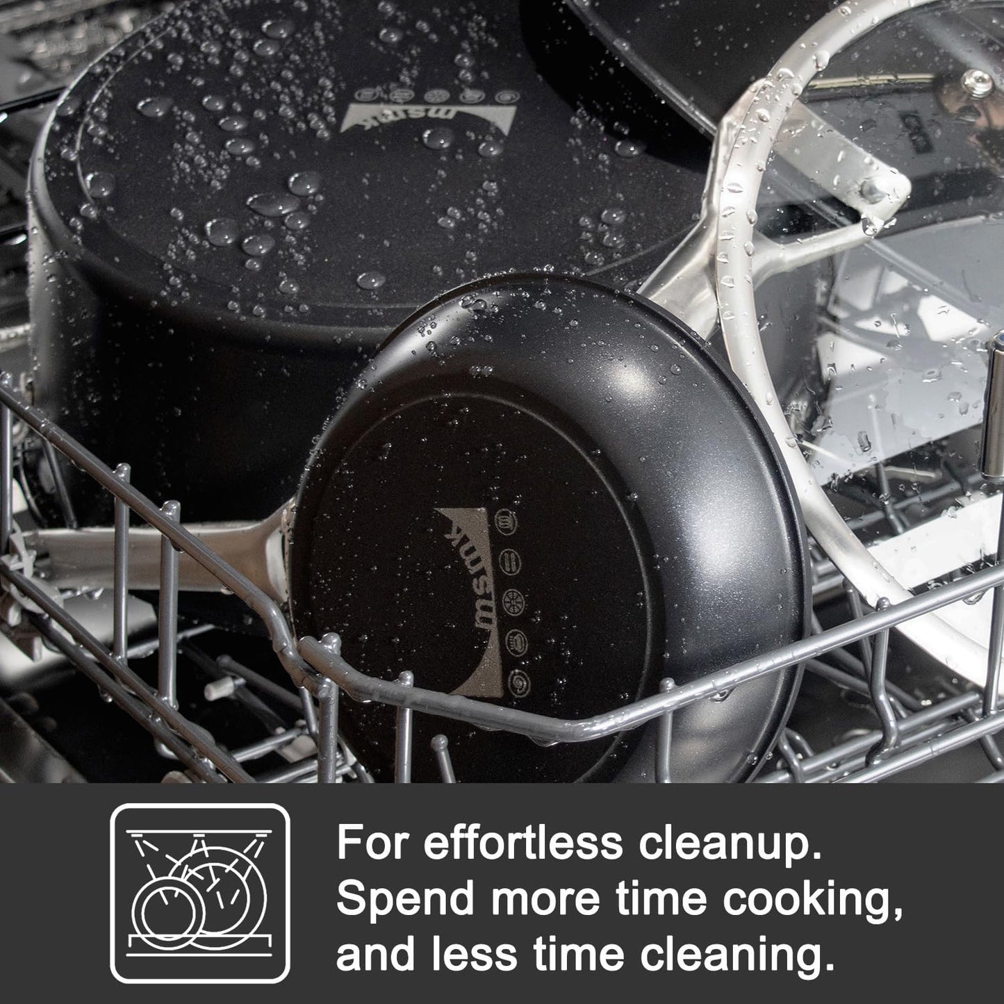 MsMk 12 inch Nonstick Frying Pan, Titanium and Diamond Non Stick Pan, Omelet Skillet, PFAS & PFOA Free Non-Toxic, Scratch-resistant, for Ceramic and Gas Cooktops, Dishwasher & Oven Safe