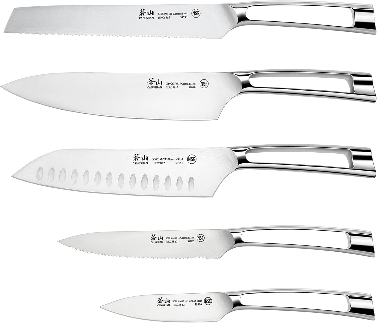 Cangshan N1 Series 59205 6-Piece German Steel Forged Knife Block Set, Oprah's Favorite Things 2017