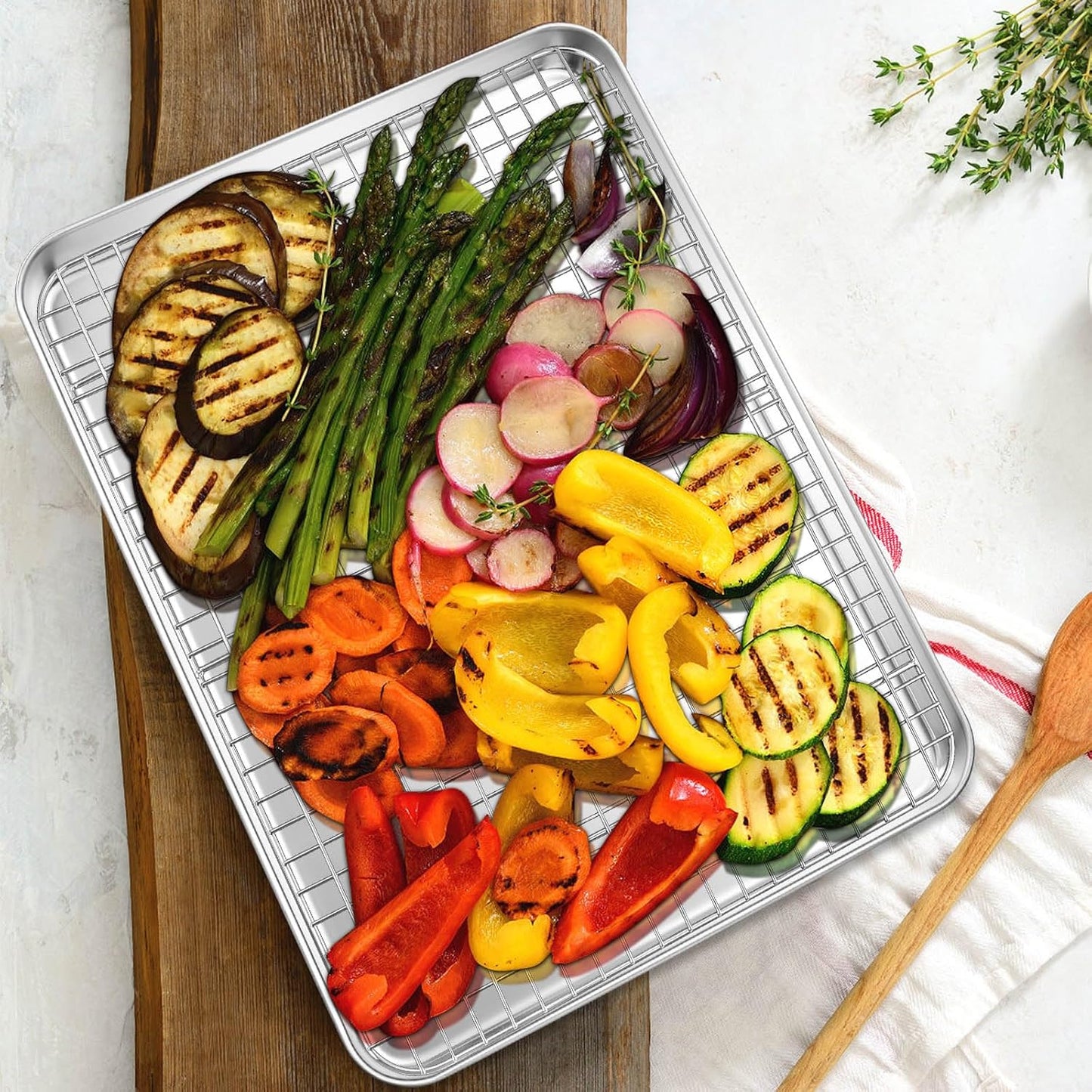 Half Sheet Baking Pan & Wire Rack, Leonyo 17.5" x 13" Large Stainless Steel Cookie Sheets with Cooling Rack Set, Nonstick & Oven Safe Commercial Baking Tray Pans - 4 Pack