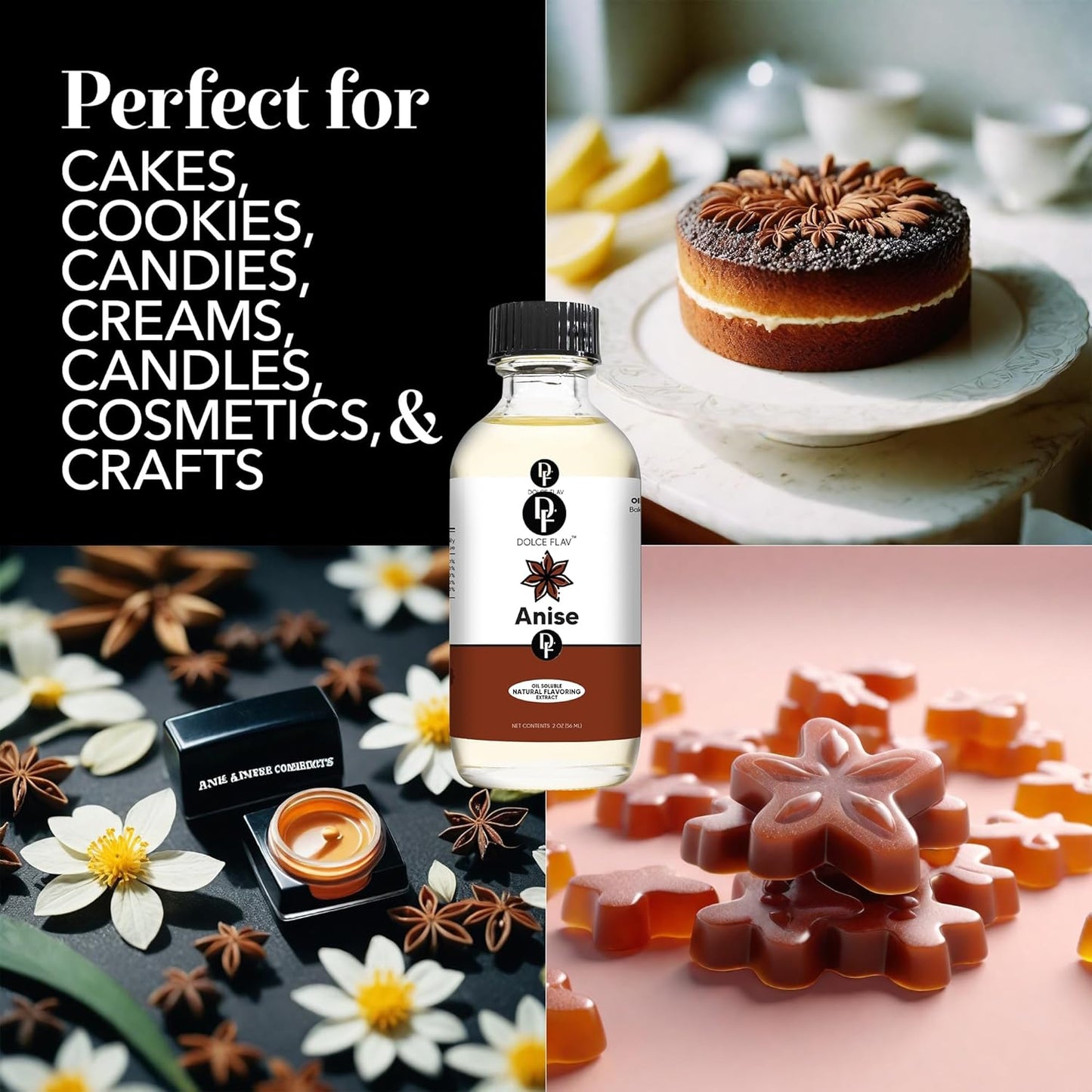 Dolce Flav Natural Anise Extract – 1 Gallon Oil-Soluble Kosher, Sugar-Free, Concentrated Licorice Anise Flavoring for Baking, Cookies & Liqueurs