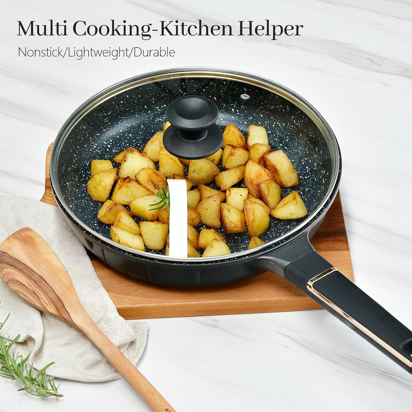 10.25 In Glass Lid for Frying Pan, Tempered Replacement Cover for All 10.25 inches Cookware for Skillets, Round Cast Iron, Cast Aluminium, Stainless Steel Pans &Pots