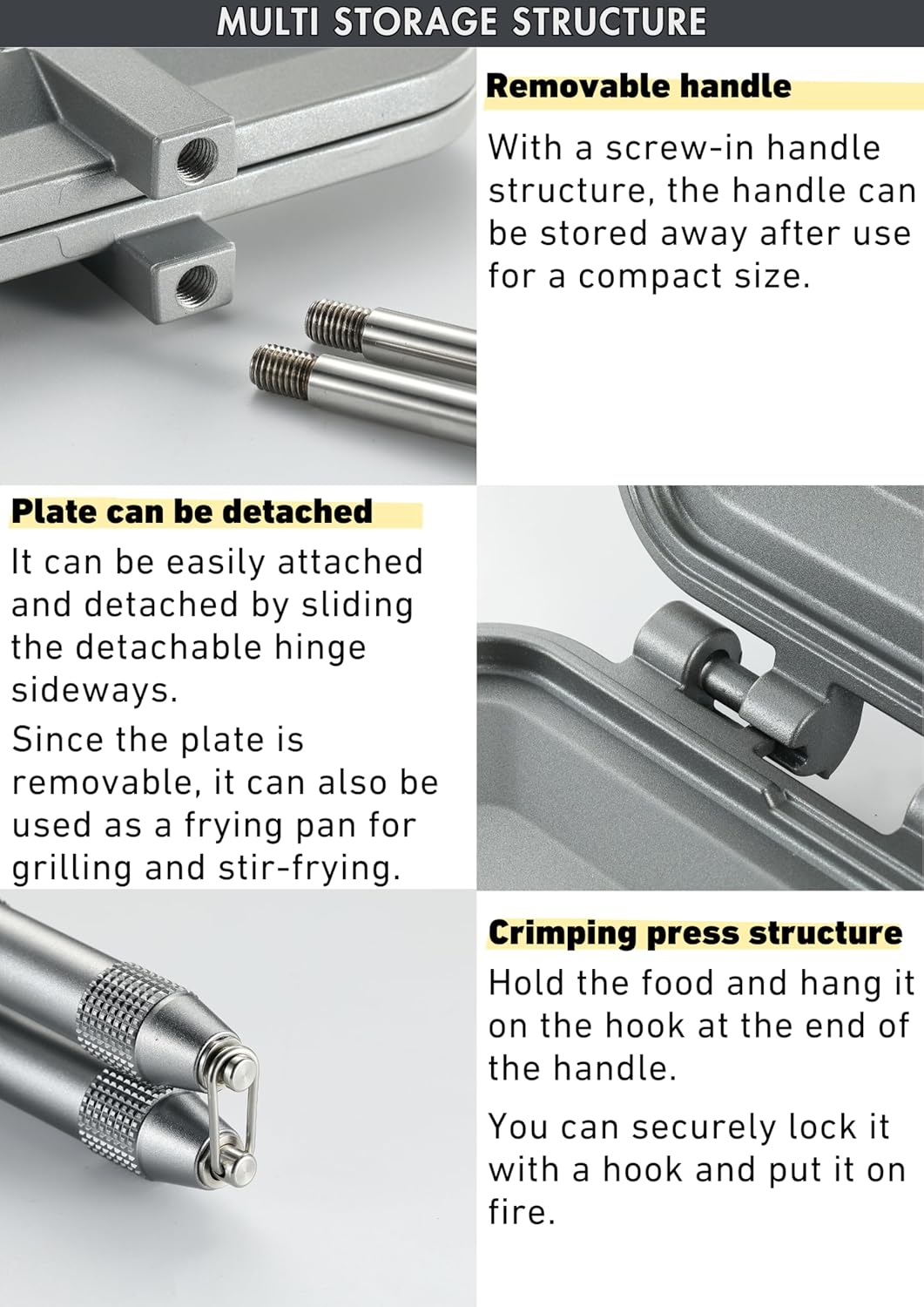 camping moon Sandwich Maker Hot Sand Single Burner Gas Fire Open Fire Compact Aluminum TT-1315 (Silver)