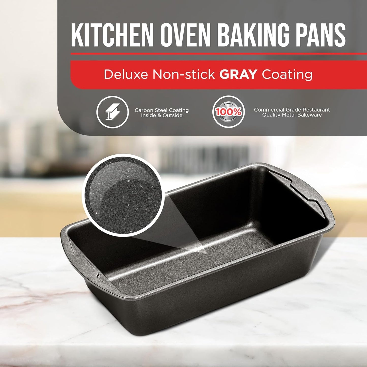 BAKKENMASTER Loaf Pan Set 4-Piece - Deluxe Nonstick Carbon Steel Bakeware for Perfect Bread and Cakes – Dishwasher Safe, Premium Pans for Home Baking