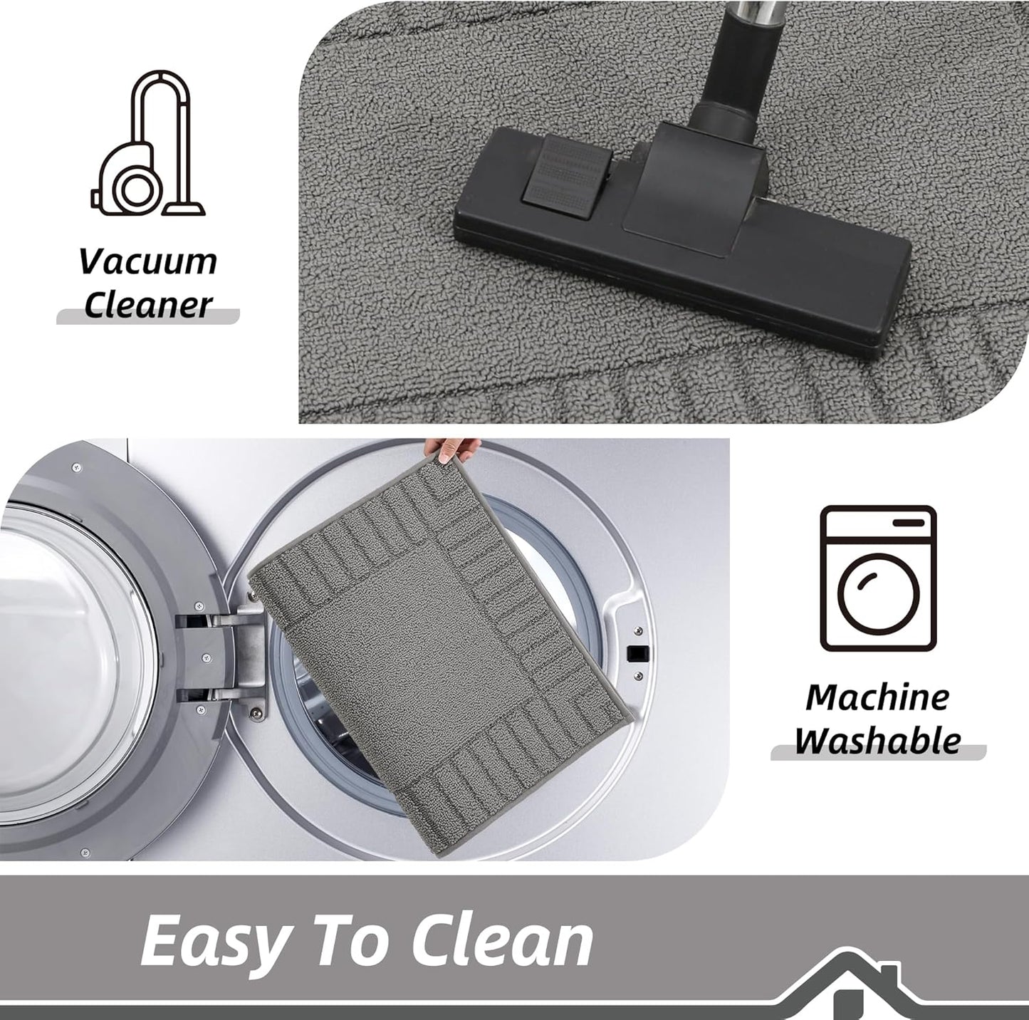 BEQHAUSE-Kitchen-Rugs-Washable-Kitchen-Mats-for-Floor Non-Slip Kitchen Mat Absorbent Kitchen Runner Rug with TPR Non Skid Backing,Grey,24”x60”