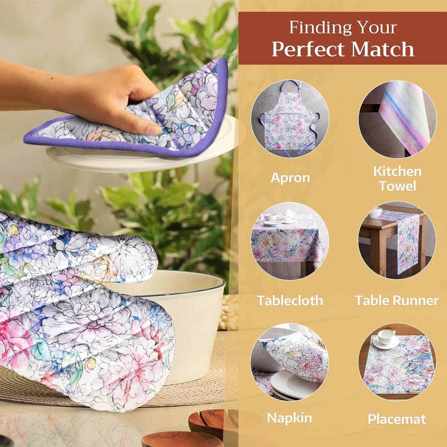 Maison d' Hermine Pot Holders 100% Cotton Heat Resistant Potholders 8" x 8" Hot Pads with Loop BBQ, Cooking, Baking, Grilling, Kitchen, Handling Hot Pans Spring/Summer (Pack of 1, Floral Love)